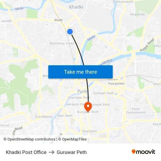 Khadki Post Office to Guruwar Peth map