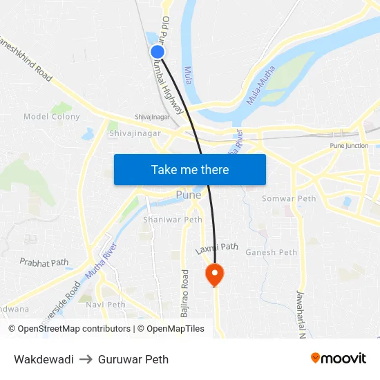 Wakdewadi to Guruwar Peth map