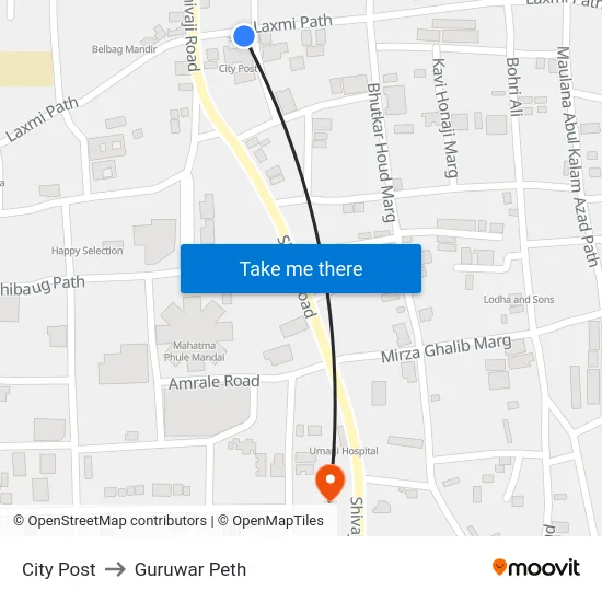 City Post to Guruwar Peth map