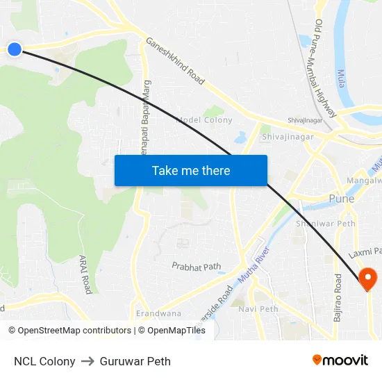 NCL Colony to Guruwar Peth map