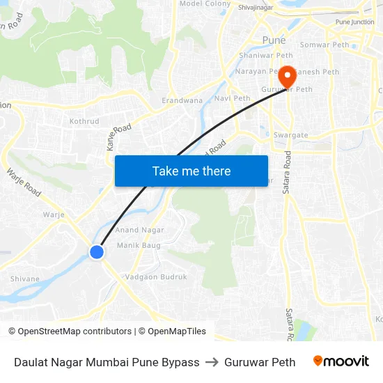 Daulat Nagar Mumbai Pune Bypass to Guruwar Peth map