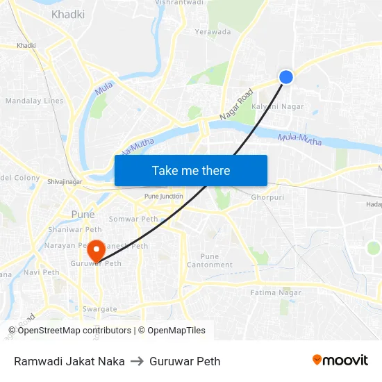 Ramwadi Jakat Naka to Guruwar Peth map