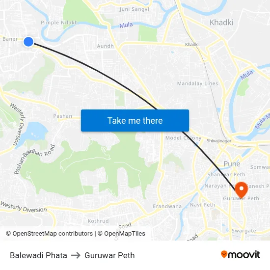 Balewadi Phata to Guruwar Peth map