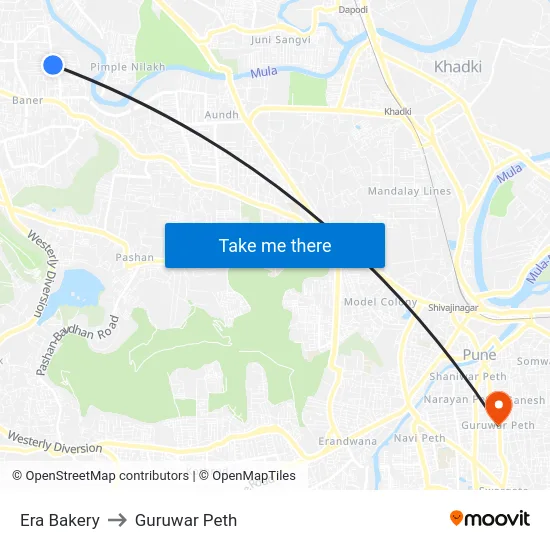 Era Bakery to Guruwar Peth map