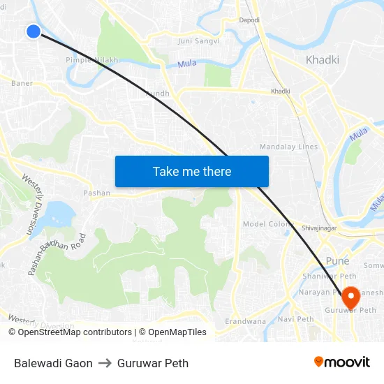 Balewadi Gaon to Guruwar Peth map