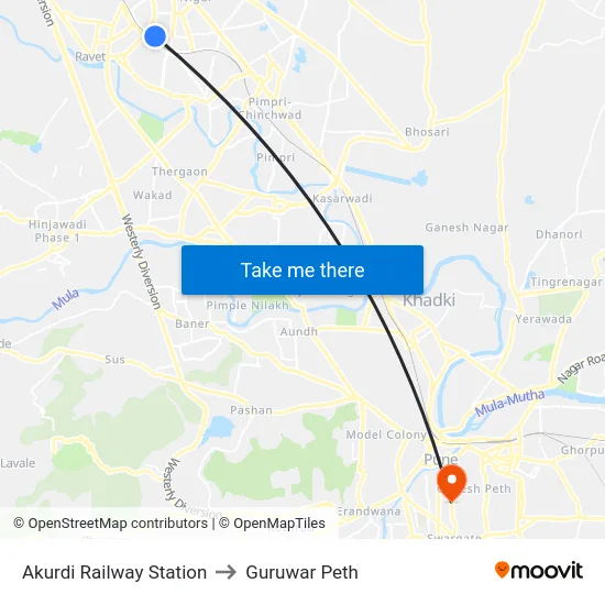 Akurdi Railway Station to Guruwar Peth map