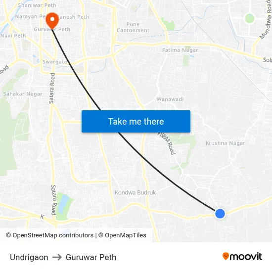 Undrigaon to Guruwar Peth map