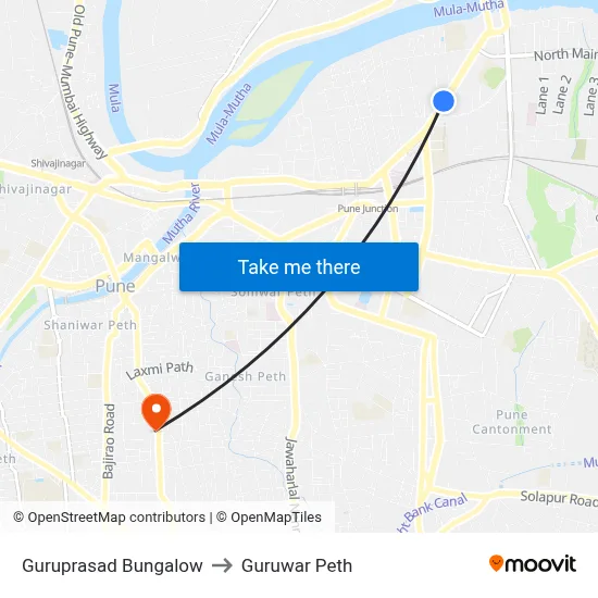 Guruprasad Bungalow to Guruwar Peth map