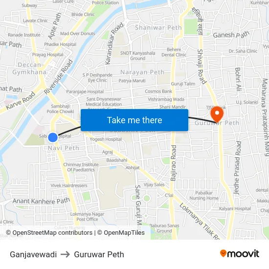 Ganjavewadi to Guruwar Peth map