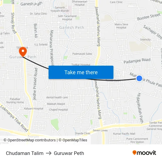 Chudaman Talim to Guruwar Peth map
