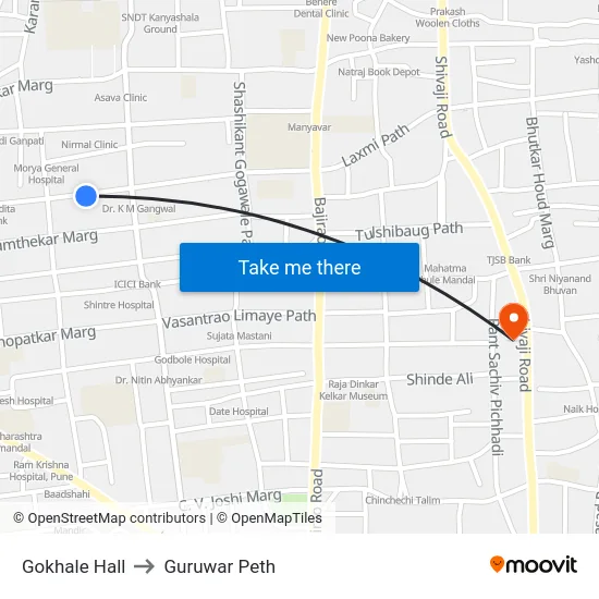 Gokhale Hall to Guruwar Peth map