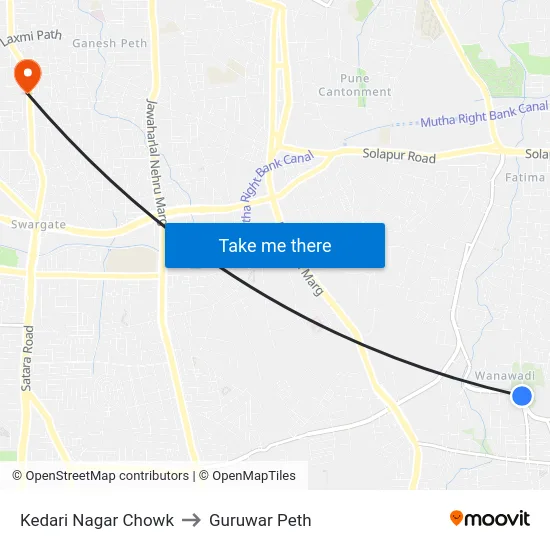 Kedari Nagar Chowk to Guruwar Peth map