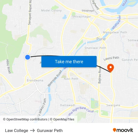 Law College to Guruwar Peth map
