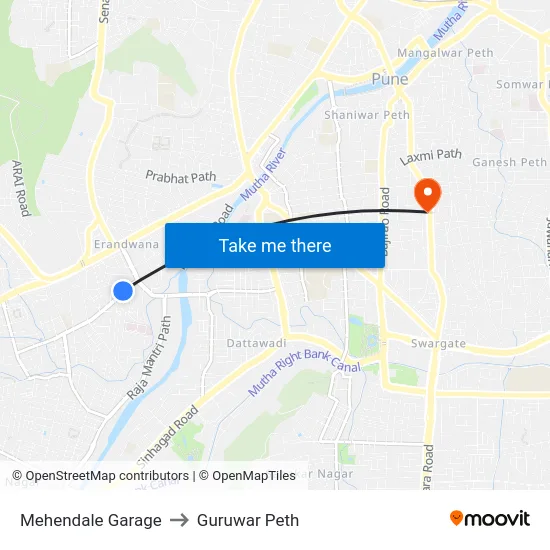 Mehendale Garage to Guruwar Peth map