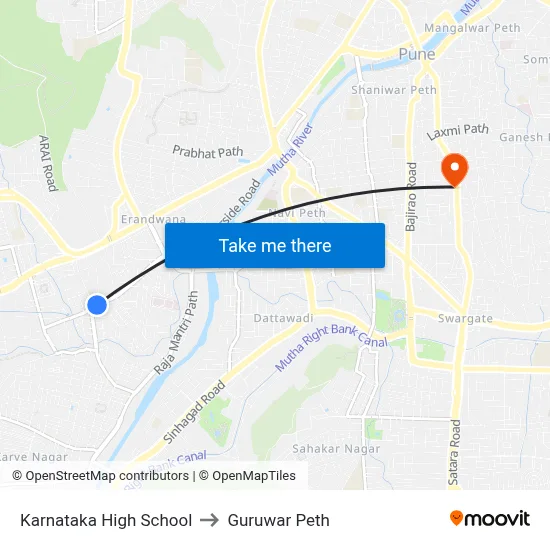 Karnataka High School to Guruwar Peth map