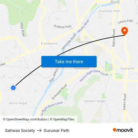 Sahwas Society to Guruwar Peth map