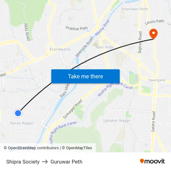 Shipra Society to Guruwar Peth map