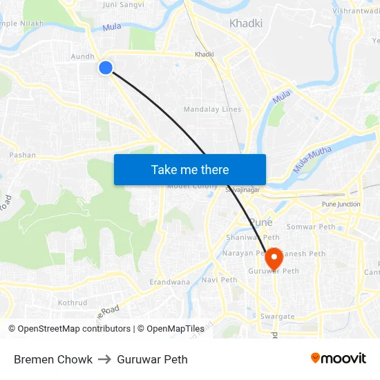 Bremen Chowk to Guruwar Peth map