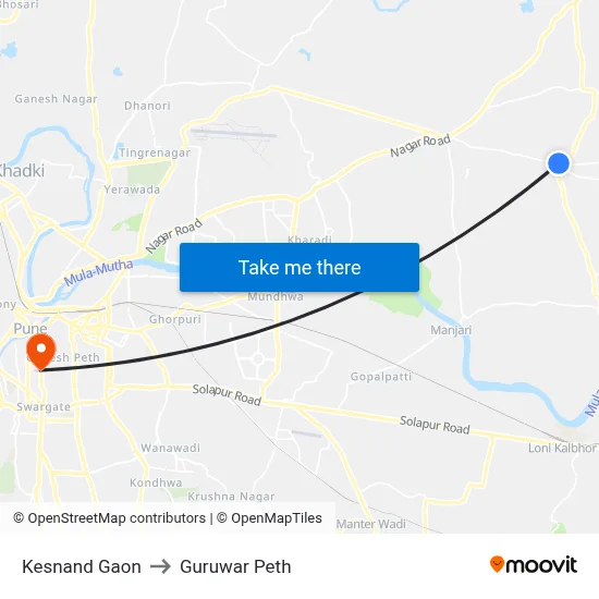 Kesnand Gaon to Guruwar Peth map
