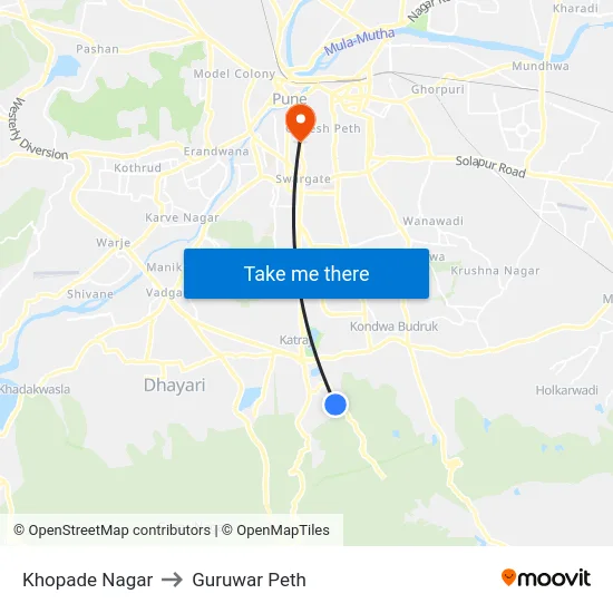 Khopade Nagar to Guruwar Peth map