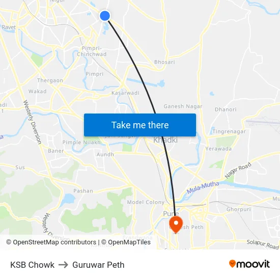 KSB Chowk to Guruwar Peth map