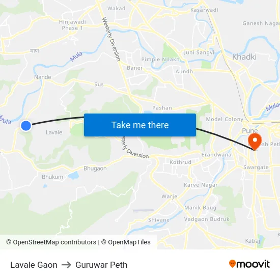 Lavale Gaon to Guruwar Peth map