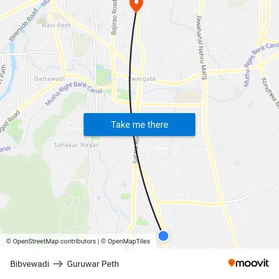 Bibvewadi to Guruwar Peth map