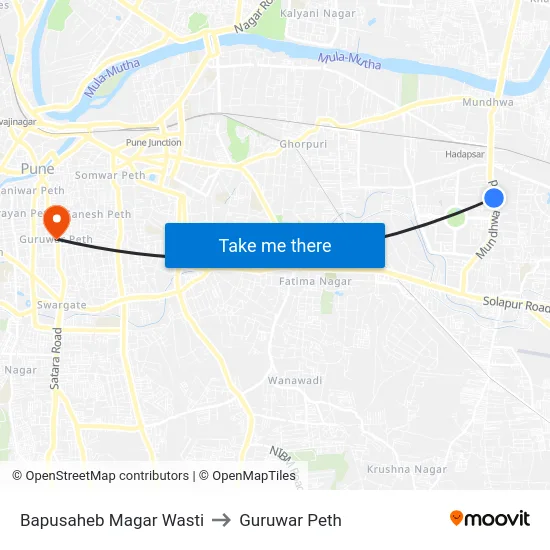 Bapusaheb Magar Wasti to Guruwar Peth map