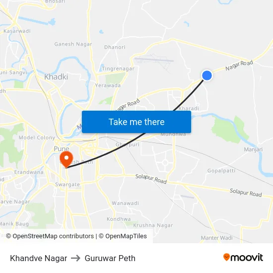 Khandve Nagar to Guruwar Peth map