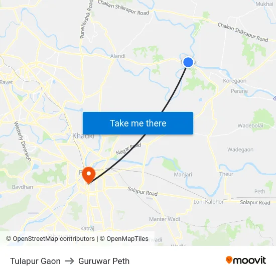 Tulapur Gaon to Guruwar Peth map