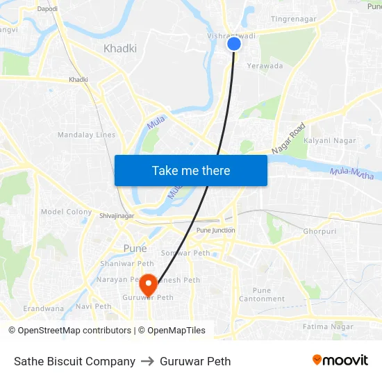 Sathe Biscuit Company to Guruwar Peth map