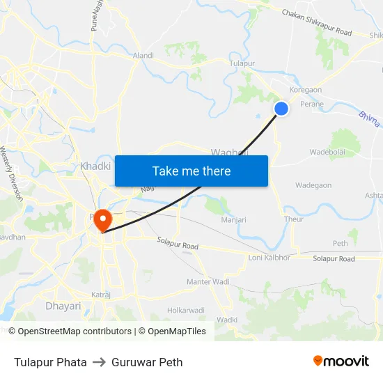 Tulapur Phata to Guruwar Peth map