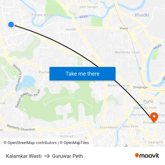 Kalamkar Wasti to Guruwar Peth map