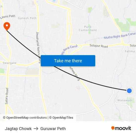 Jagtap Chowk to Guruwar Peth map