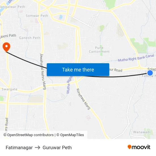 Fatimanagar to Guruwar Peth map