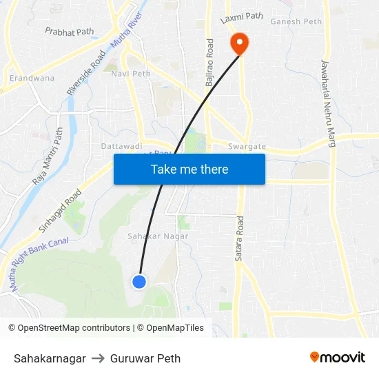 Sahakarnagar to Guruwar Peth map