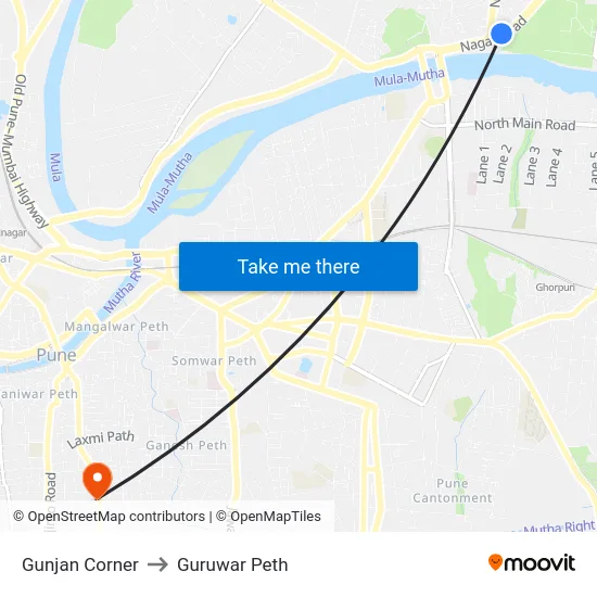 Gunjan Corner to Guruwar Peth map