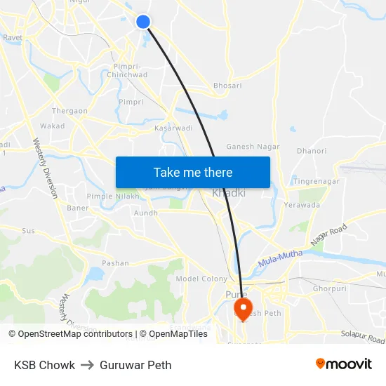 KSB Chowk to Guruwar Peth map