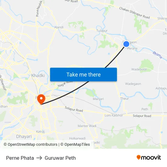Perne Phata to Guruwar Peth map