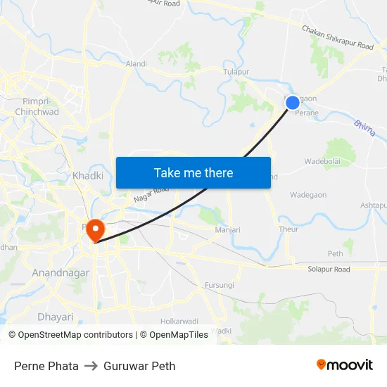 Perne Phata to Guruwar Peth map