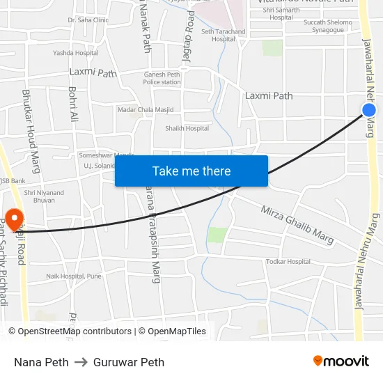 Nana Peth to Guruwar Peth map