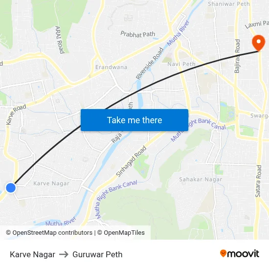 Karve Nagar to Guruwar Peth map