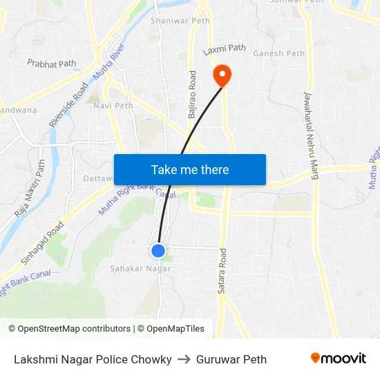 Lakshmi Nagar Police Chowky to Guruwar Peth map