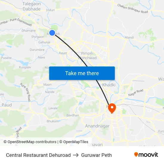 Central Restaurant Dehuroad to Guruwar Peth map