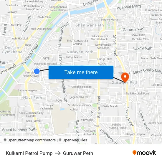 Kulkarni Petrol Pump to Guruwar Peth map