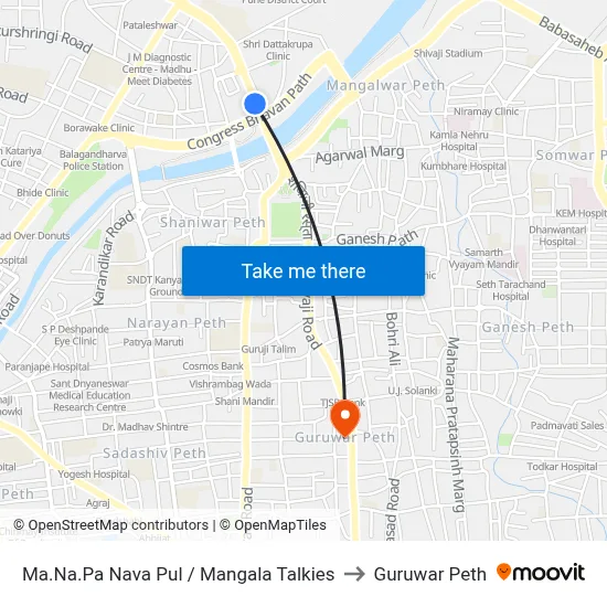 Ma.Na.Pa Nava Pul / Mangala Talkies to Guruwar Peth map