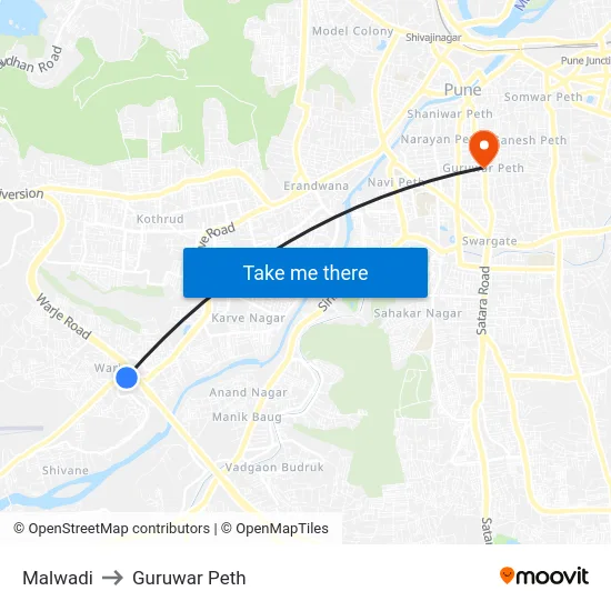 Malwadi to Guruwar Peth map