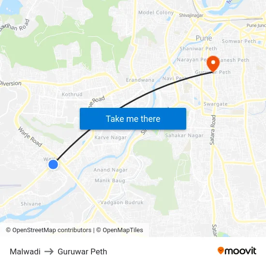 Malwadi to Guruwar Peth map