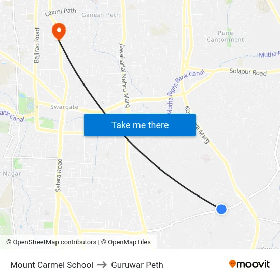 Mount Carmel High School to Guruwar Peth map