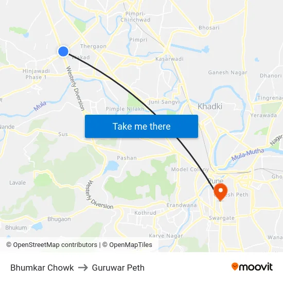 Bhumkar Chowk to Guruwar Peth map